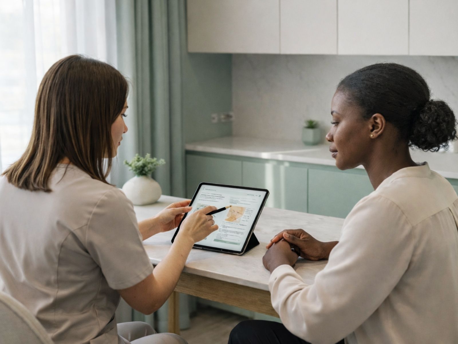 Expert-Led Skin Consultations in Springs Professional skin therapist conducting a personalised aesthetic skin consultation with client inside modern medical-grade clinic in Springs.